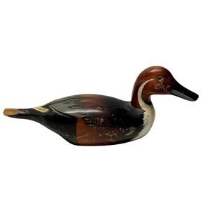 Carved Wooden Duck 8" Glass Eyes READ